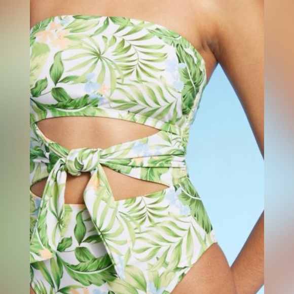 Women's Bandeau Tie-Front Cut Out One Piece Swimsuit - Shade & Shore™ - Picture 3 of 12